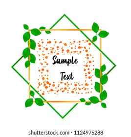 Frame with green leafs and oranges. Use for packaging design food juice breakfast cosmetics tea detox diet, banner, cover, label, package, promote. Isolated on white background, EPS 10