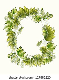 Frame of green leaves