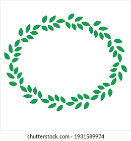 Frame of green leaves on a white background. Vector illustration. Postcard.