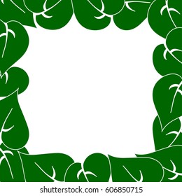 frame of green leaves painted in different directions