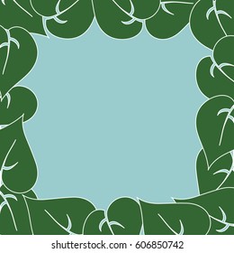 frame of green leaves painted in different directions
