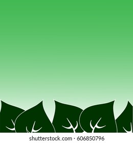frame of green leaves painted in different directions