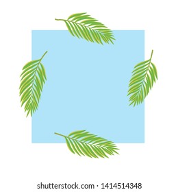 frame with green leaves	vector