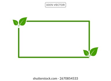 frame Grüne Blätter, Vektorgrafik. Ökologie, Umwelt und Natursymbol