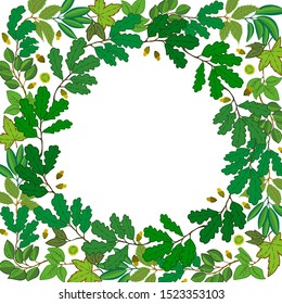 Frame with green leaves. Vector illustration, EPS 10