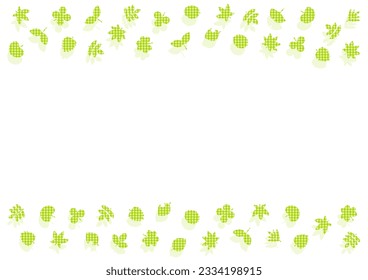 Frame of green polka dot leaves. Vector illustration. Simple design. White background.