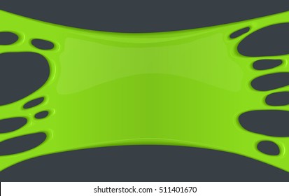 Frame of green sticky slime. Vector creepy background or banner. Graphic design element for Halloween. Nightmare and spooky zombie style