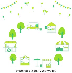 Frame of green trees and Marche
