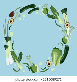 Marco con verduras verdes. Ilustración del vector