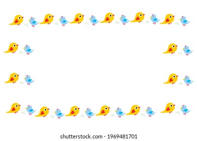 frame for greeting or invitation cards for children. Cute birds on the outline of the frame, Inside the frame is a place for the manuscript. Vector illustration.