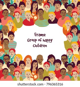 Frame group of happy children. Color vector illustration. EPS8