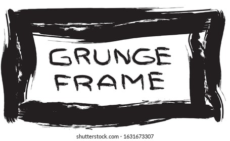 Frame in grunge style. Strokes of black paint with a dry brush on a white background