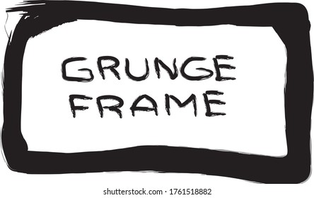 Frame in grunge style. Strokes of black paint with a dry brush on a white background