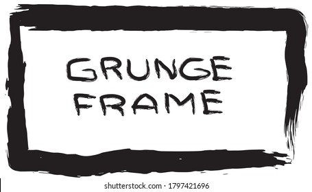 Frame in grunge style. Strokes of black paint with a dry brush on a white background