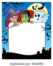 Frame with Halloween characters 2 - vector illustration.