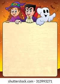 Frame with Halloween characters topic 3 - eps10 vector illustration.