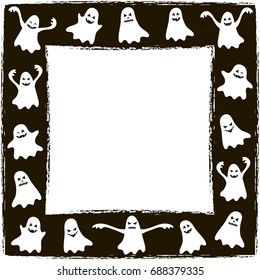 frame with halloween funny ghosts