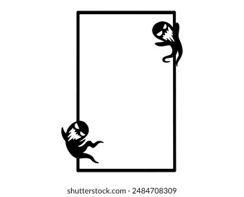 Frame Halloween Ghost Sketch Line Art