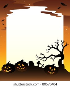 Frame with Halloween scenery 1 - vector illustration.