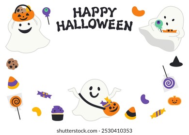 quadro de doces e fantasmas de Halloween