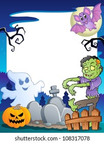 Frame with Halloween topic 7 - vector illustration.