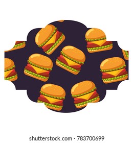 frame with hamburgers pattern background