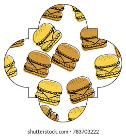 frame with hamburgers pattern background