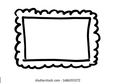 Frame hand drawn in black. Dark border isolated on white background. Monochrome design element. Digitally generated image. Vector illustration, Eps 10.