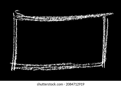 Frame hand drawn in chalk on black background. Monochrome stain element. Digitally generated image. Vector illustration, Eps 10.