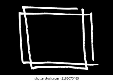 Frame hand drawn in chalk on black background. Monochrome stain element. Digitally generated image. Vector illustration, Eps 10.