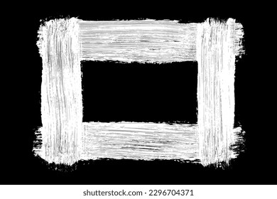 Frame hand drawn in chalk on black background. Monochrome stain element. Digitally generated image. Vector illustration, Eps 10.