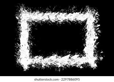 Frame hand drawn in chalk on black background. Monochrome stain element. Digitally generated image. Vector illustration, Eps 10.