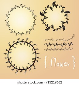 frame hand drawn flower.Vector EPS 10.