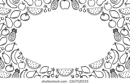 Frame of hand drawn fruits collection