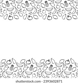 Frame of hand drawn fruits in doodle style
