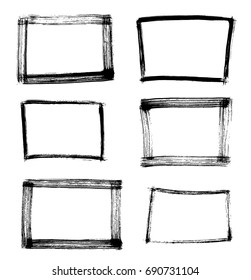 Frame Hand Drawn Set Isolated on White Background. Vector Illustration.