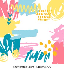 Frame with hand drawn stains. Vector illustration. Template for greetins, holidays, web, invitation.