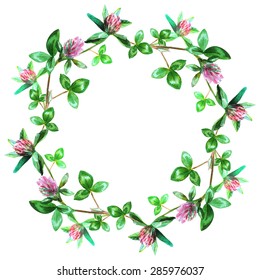 frame with hand drawn watercolor clover