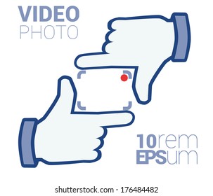 Frame from hand. Viewer for photo or video shot. Isolated on white background. Vector illustration.