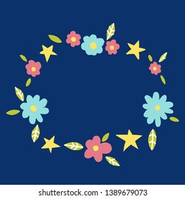 Frame of hand-drawn abstract flowers. Vector illustration.