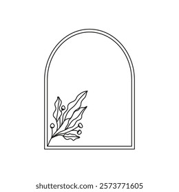 The frame is hand-drawn with the addition of flowers and leaves. Plants and botany. It can be used for social networks, cosmetics, and product branding.