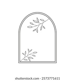 The frame is hand-drawn with the addition of flowers and leaves. Plants and botany. It can be used for social networks, cosmetics, and product branding.