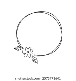 The frame is hand-drawn with the addition of flowers and leaves. Plants and botany. It can be used for social networks, cosmetics, and product branding.