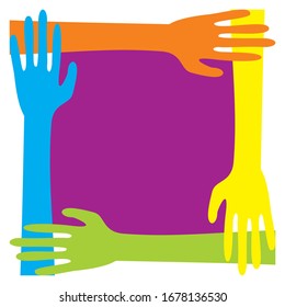 Marco de las manos, pancarta, ilustración vectorial
