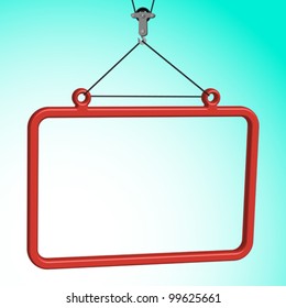 frame hanged on crane hook, abstract vector art illustration