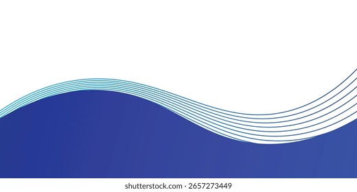 Frame of header, separator blue shape for website. Curve lines and wave divider. Eps 10.
