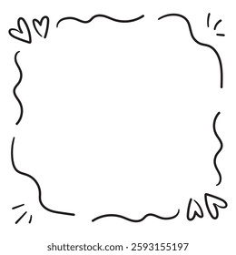 frame with heart doodle hand drawn for valentine, card, wedding, element and illustration