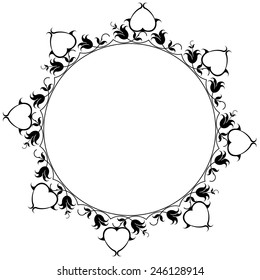 FRAME WITH HEART AND FLOWERS