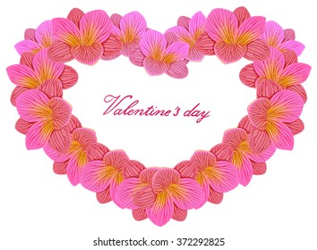 Frame heart of freesia flowers on Valentine's Day, vector