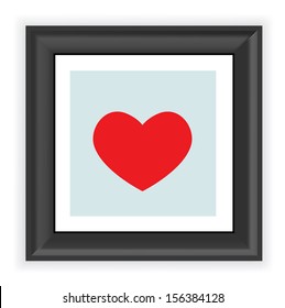 frame with heart shape isolated on white background